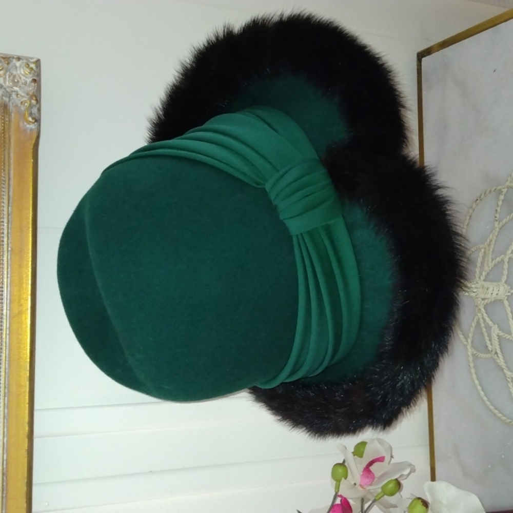 Doris Designs, Forest Grn Wool Felt Fedora